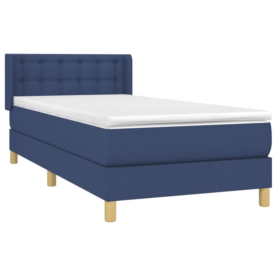 Sommier à lattes de lit avec matelas Bleu 90x200 cm Tissu - 3