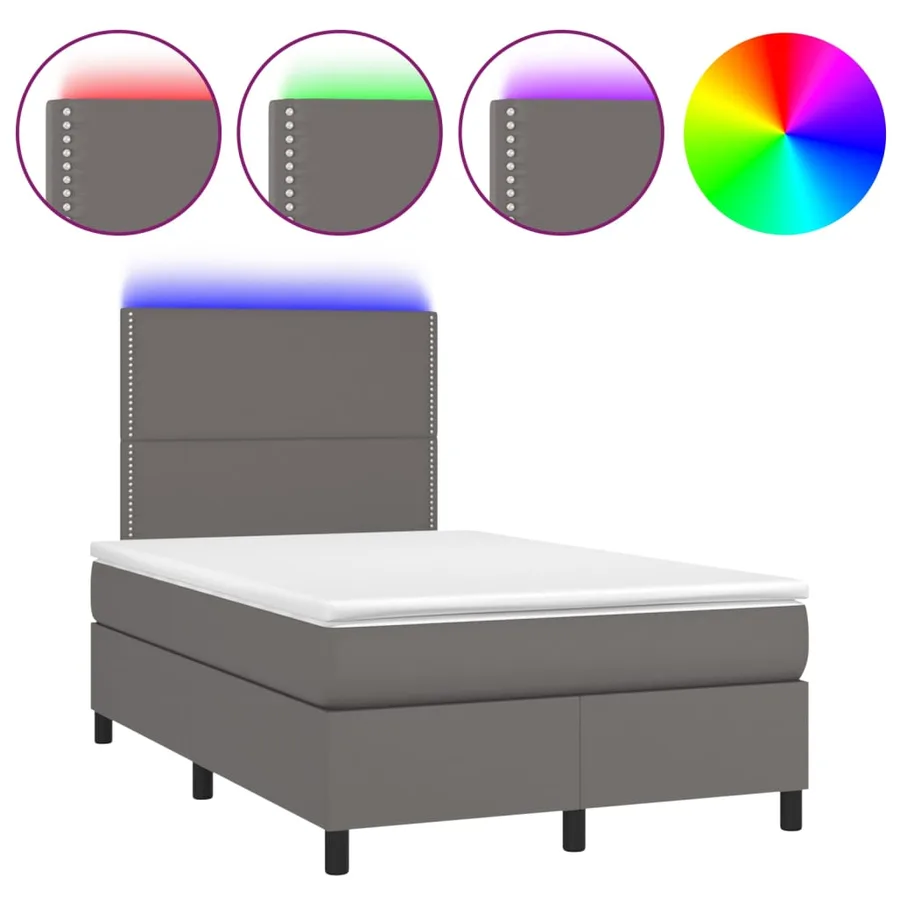 Sommier à lattes de lit avec matelas et LED Gris 120x200 cm - 2