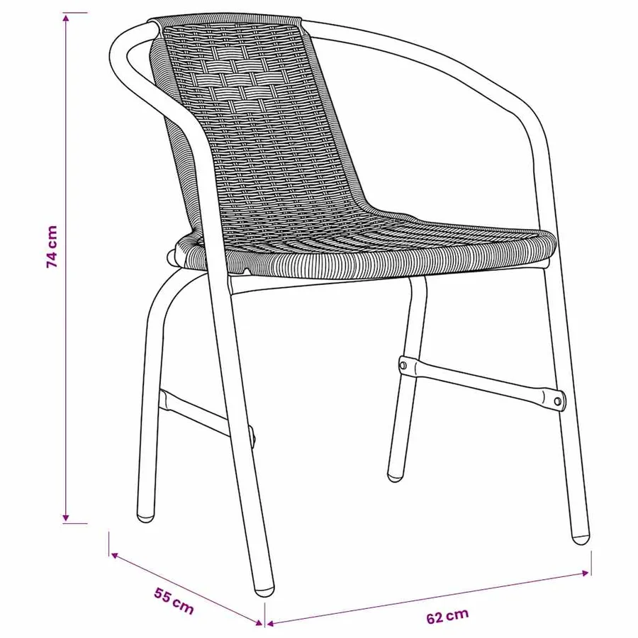 Chaises de jardin lot de 4 Rotin plastique et acier 110 kg - 8