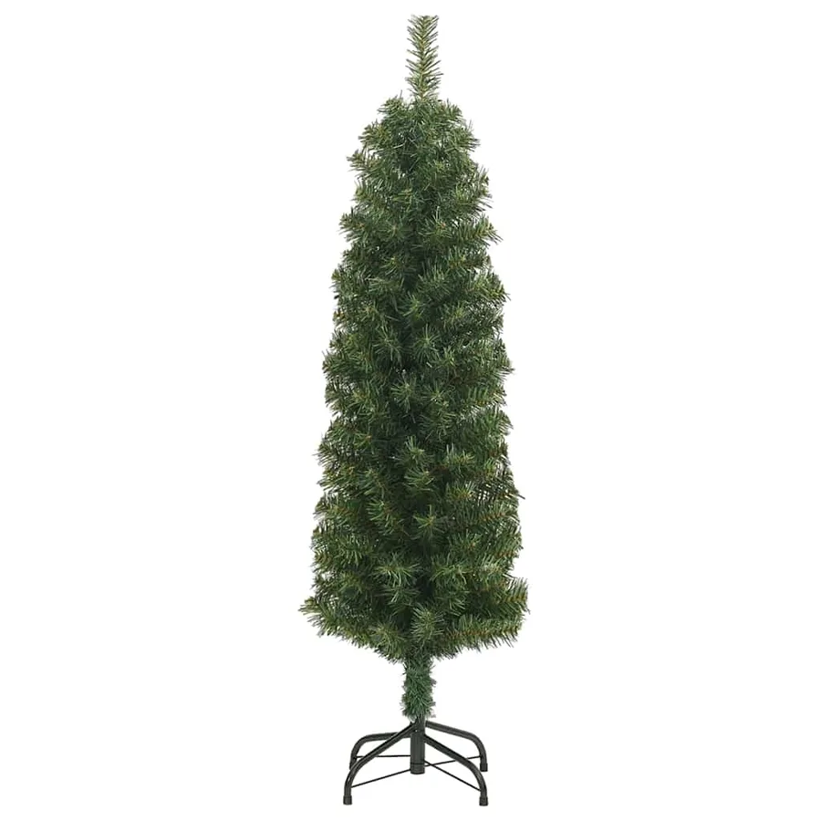 Sapin de Noël artificiel mince avec support vert 150 cm PVC - 3
