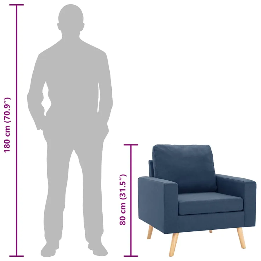 Fauteuil bleu tissu - 8