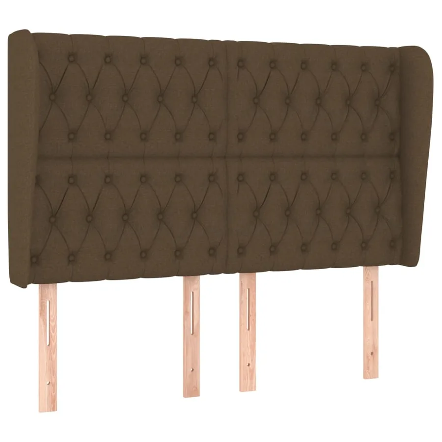 Tête de lit avec oreilles Marron foncé 147x23x118/128 cm Tissu - 2