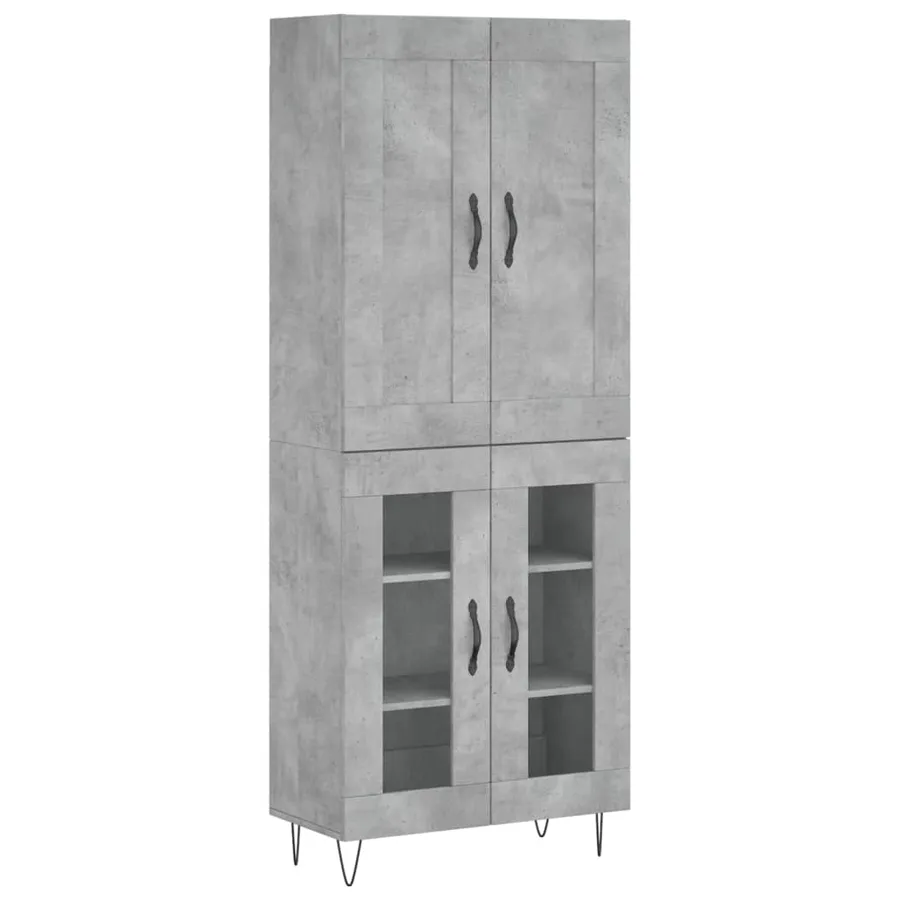 Buffet haut Gris béton 69,5x34x180 cm Bois d'ingénierie - 2