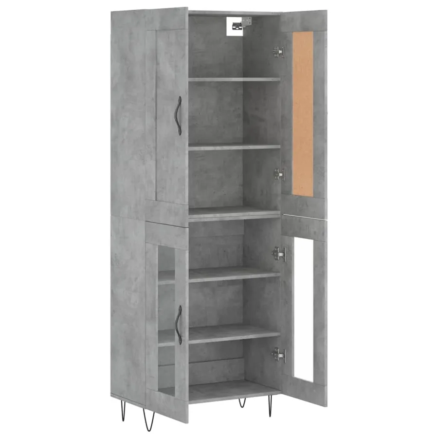Buffet haut Gris béton 69,5x34x180 cm Bois d'ingénierie - 4
