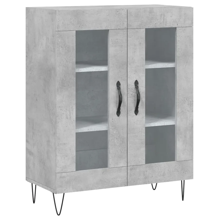 Buffet haut Gris béton 69,5x34x180 cm Bois d'ingénierie - 7