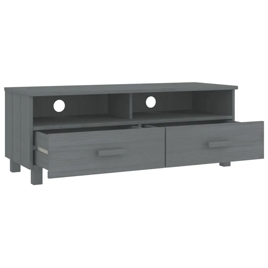 Meuble TV HAMAR Gris foncé 106x40x40 cm Bois massif de pin - 5