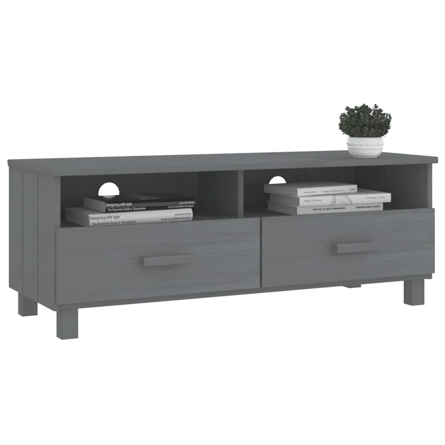 Meuble TV HAMAR Gris foncé 106x40x40 cm Bois massif de pin - 6