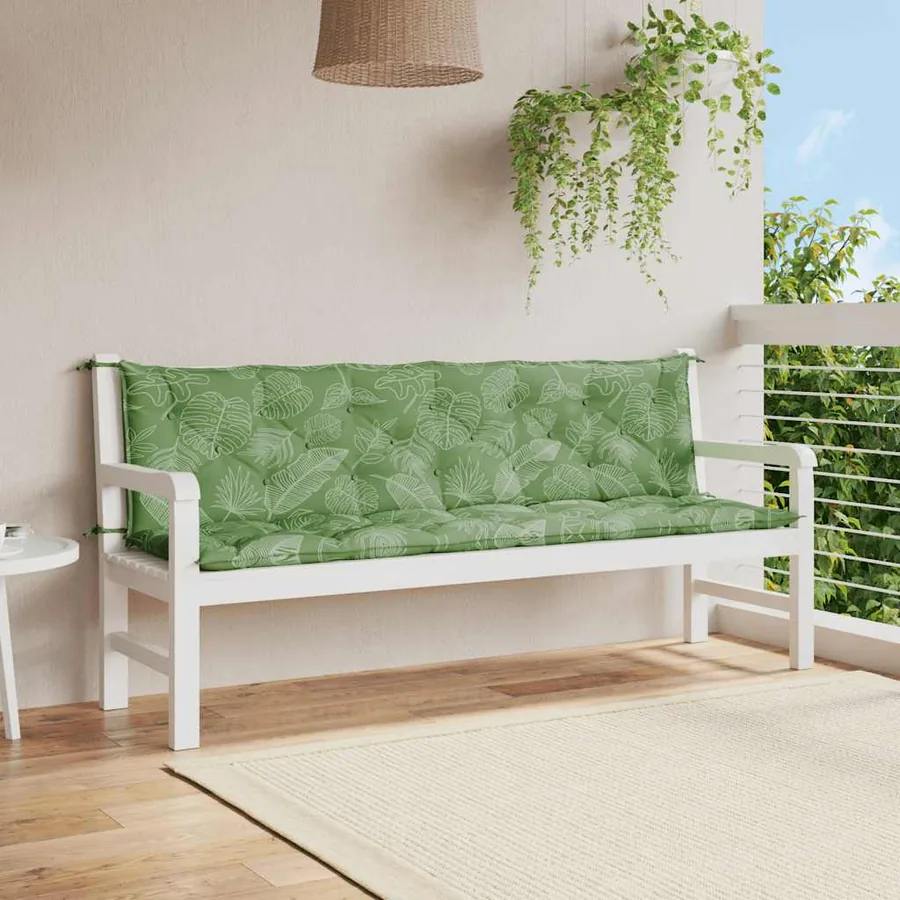 Coussins de banc de jardin lot de 2 motif de feuilles tissu