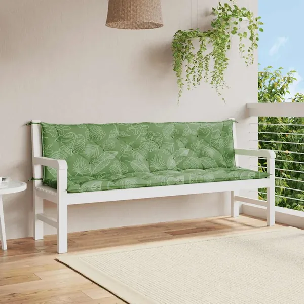 Coussins de banc de jardin lot de 2 motif de feuilles tissu