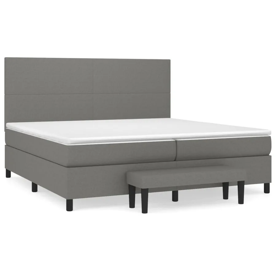 Sommier à lattes de lit avec matelas Gris foncé 200x200cm Tissu - 2