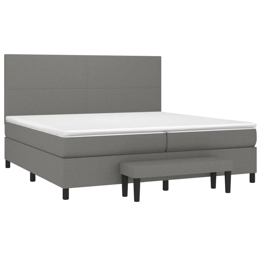 Sommier à lattes de lit avec matelas Gris foncé 200x200cm Tissu - 3