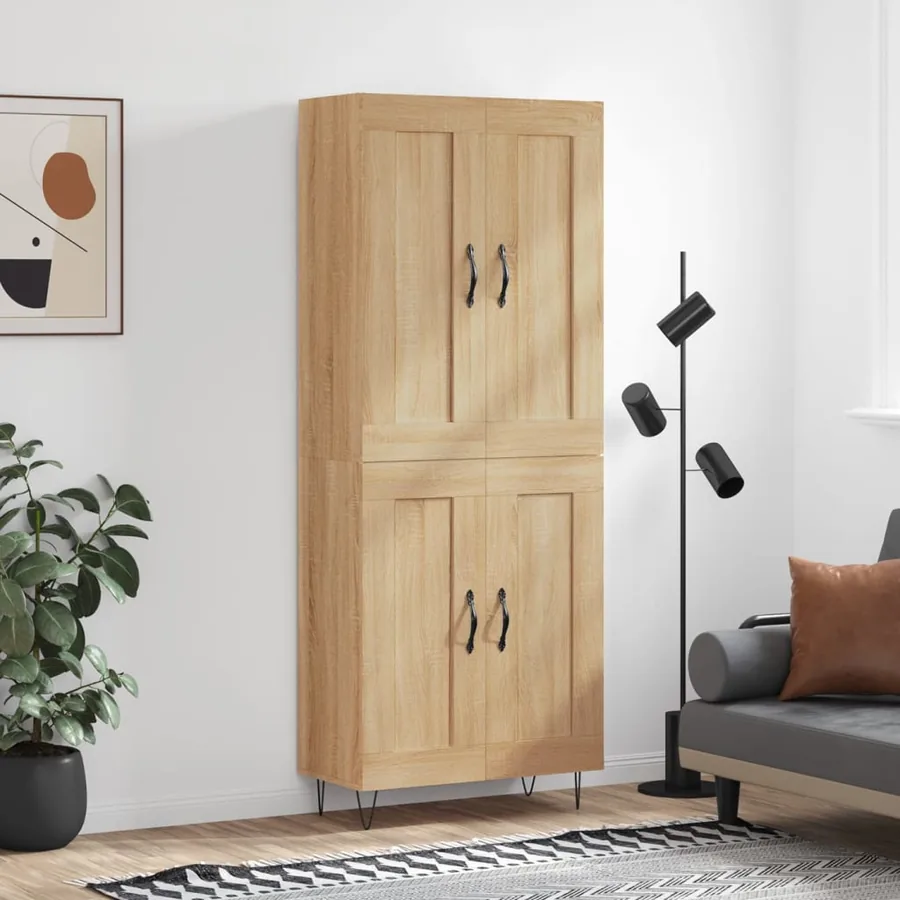 Buffet haut Chêne sonoma 69,5x34x180 cm Bois d'ingénierie