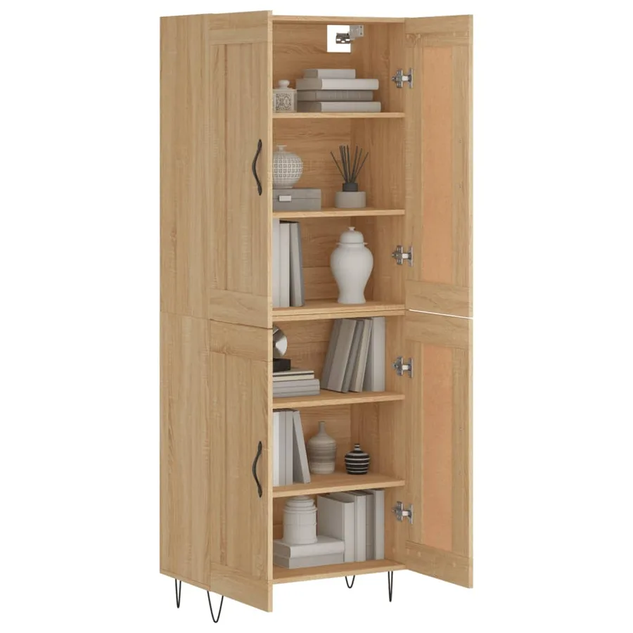 Buffet haut Chêne sonoma 69,5x34x180 cm Bois d'ingénierie - 3