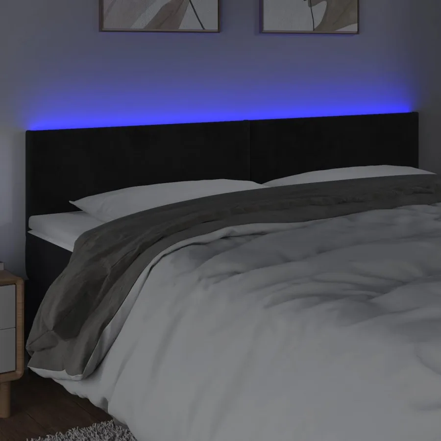 Tête de lit à LED Noir 160x5x78/88 cm Velours - 3