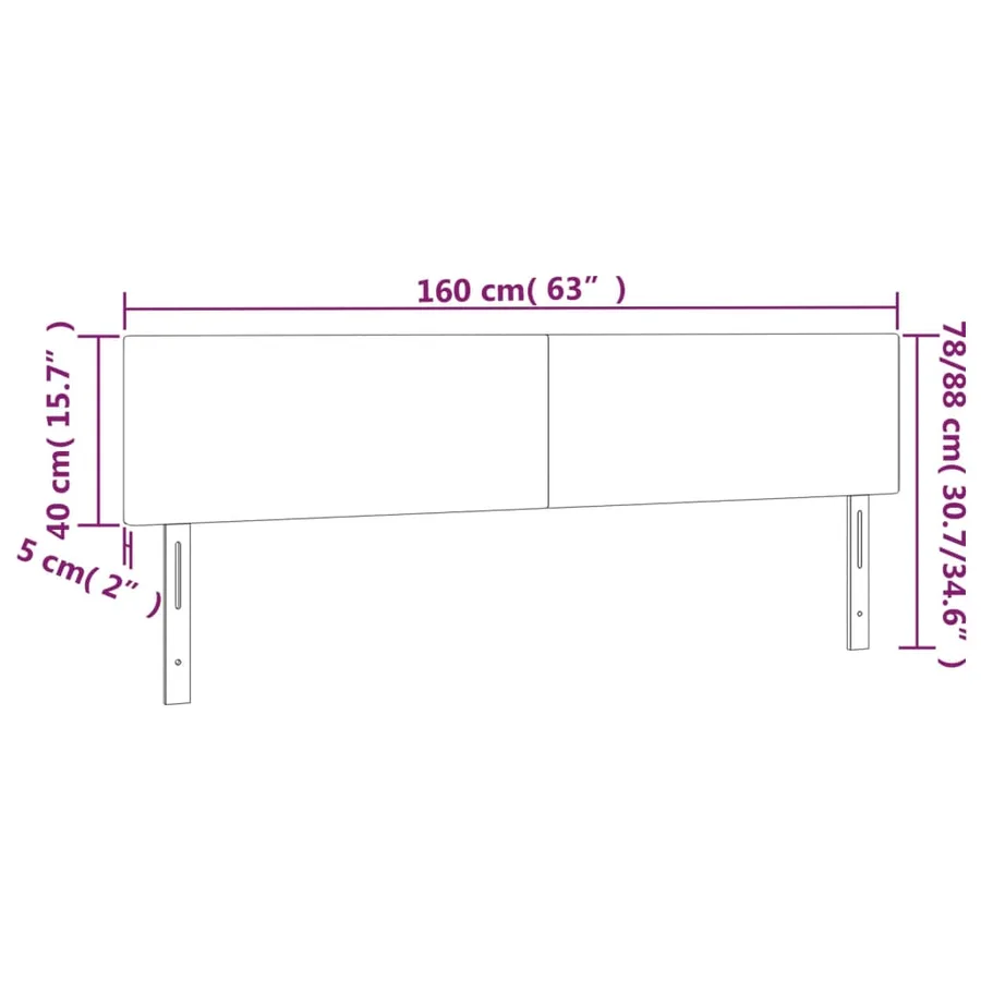 Tête de lit à LED Noir 160x5x78/88 cm Velours - 6