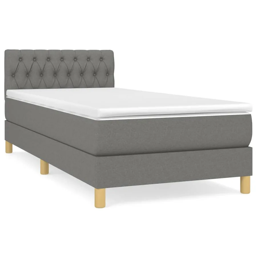 Sommier à lattes de lit avec matelas Gris foncé 100x200cm Tissu - 2