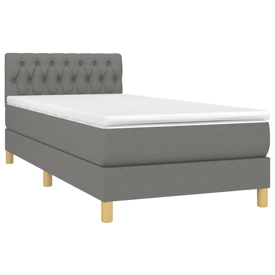 Sommier à lattes de lit avec matelas Gris foncé 100x200cm Tissu - 3