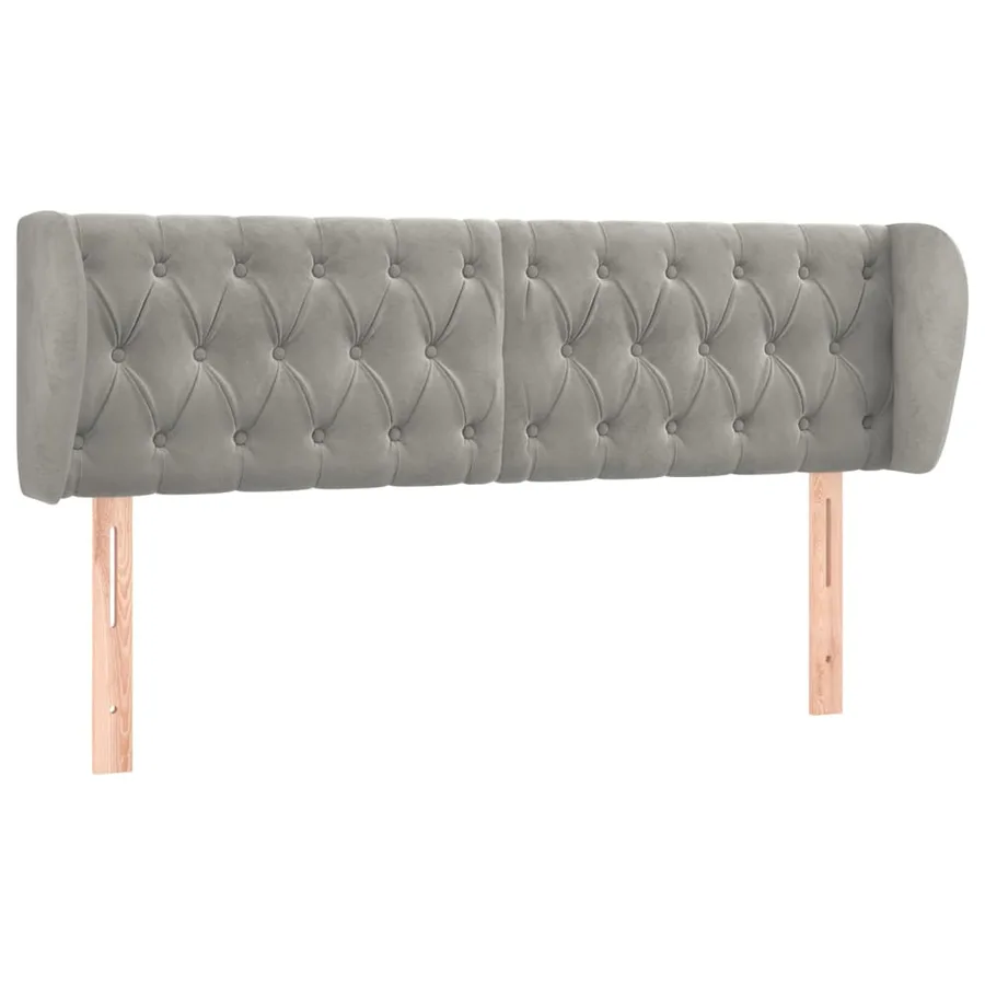 Tête de lit avec oreilles Gris clair 163x23x78/88 cm Velours - 2