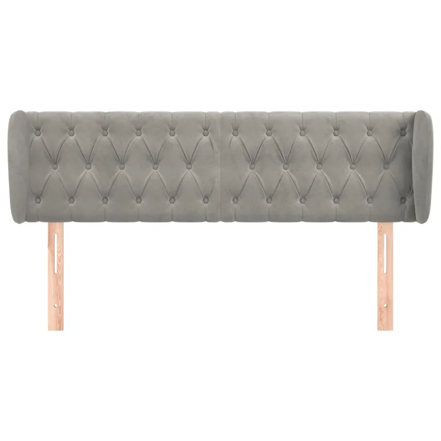 Tête de lit avec oreilles Gris clair 163x23x78/88 cm Velours - 3