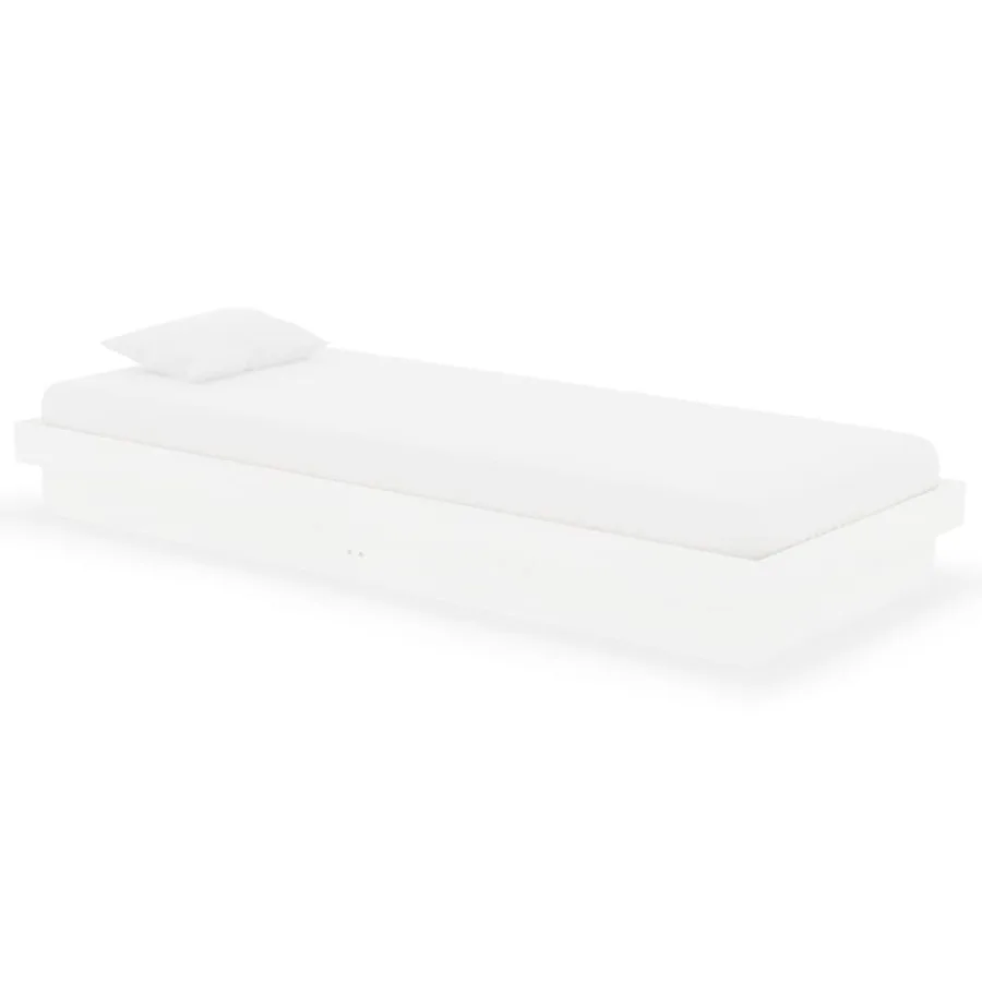 Cadre de lit sans matelas blanc bois massif - 2