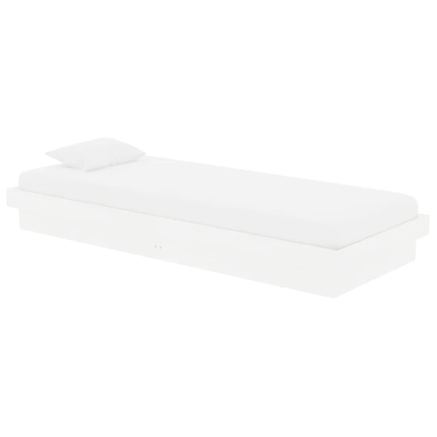 Cadre de lit sans matelas blanc bois massif - 3