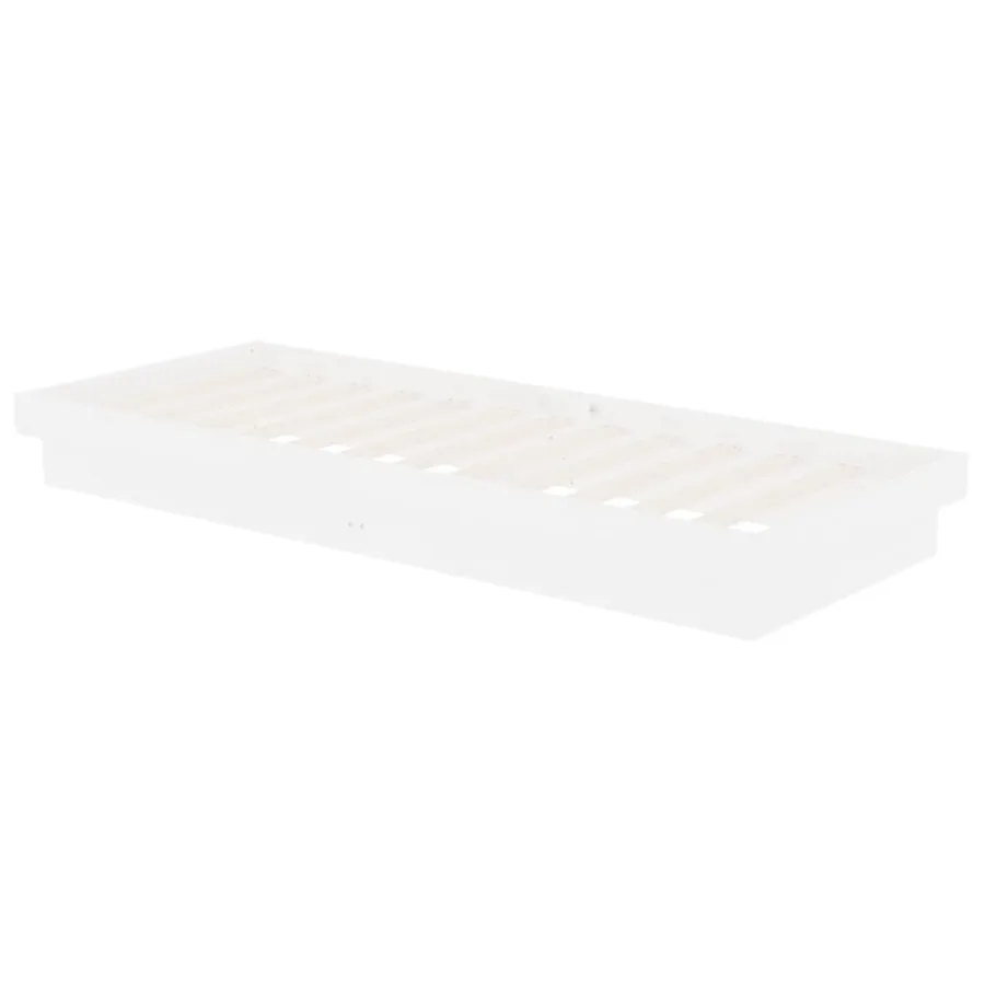 Cadre de lit sans matelas blanc bois massif - 4