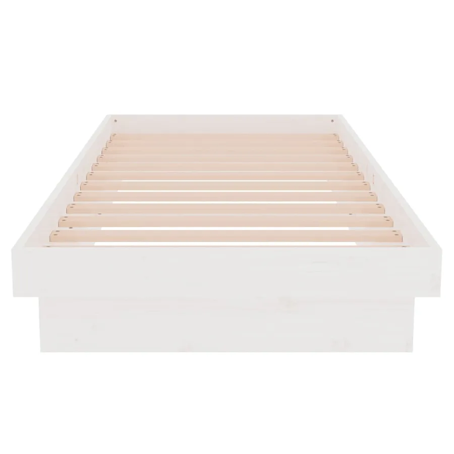 Cadre de lit sans matelas blanc bois massif - 5
