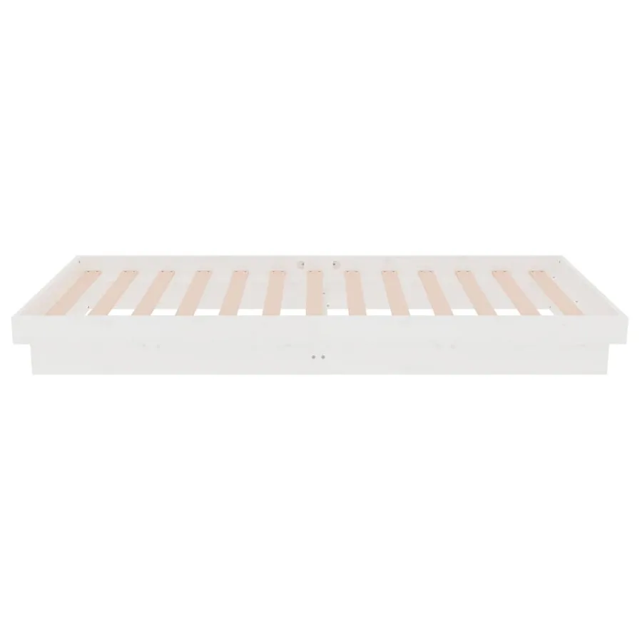 Cadre de lit sans matelas blanc bois massif - 6