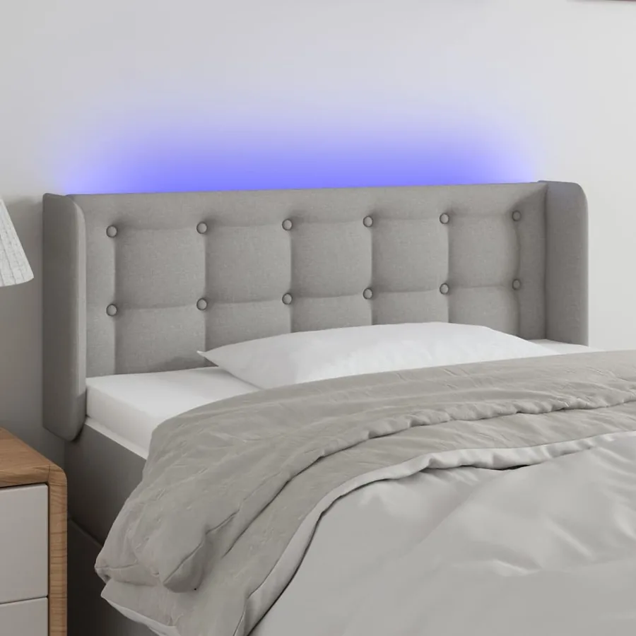 Tête de lit à LED Gris clair 103x16x78/88 cm Tissu