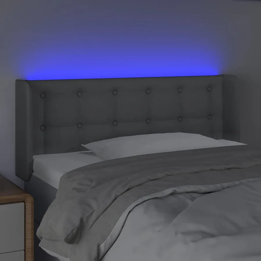 Tête de lit à LED Gris clair 103x16x78/88 cm Tissu - 4