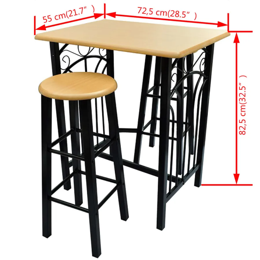 Ensemble de table à dîner Bois brun roux avec noir Acier - 6