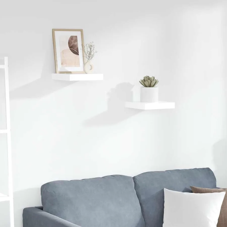 Étagère murale flottante 2 pcs Blanc brillant 23x23,5x3,8cm MDF