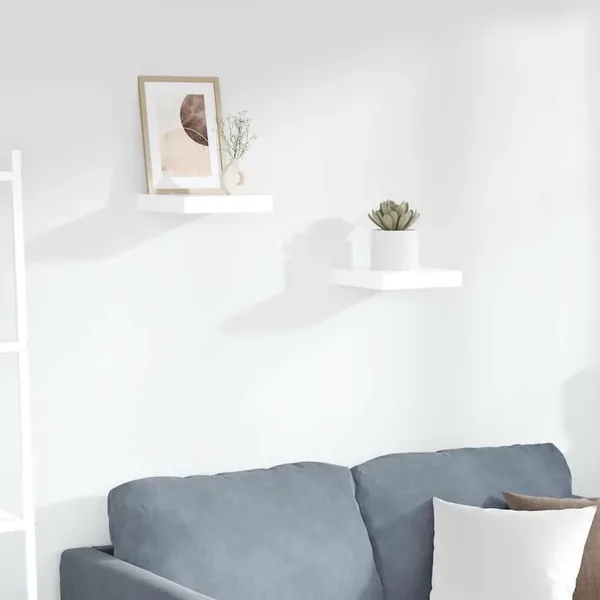 Étagère murale flottante 2 pcs Blanc brillant 23x23,5x3,8cm MDF