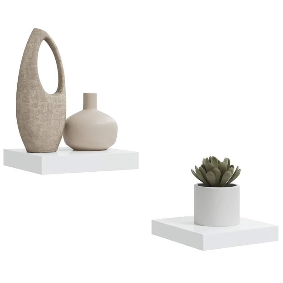 Étagère murale flottante 2 pcs Blanc brillant 23x23,5x3,8cm MDF - 5