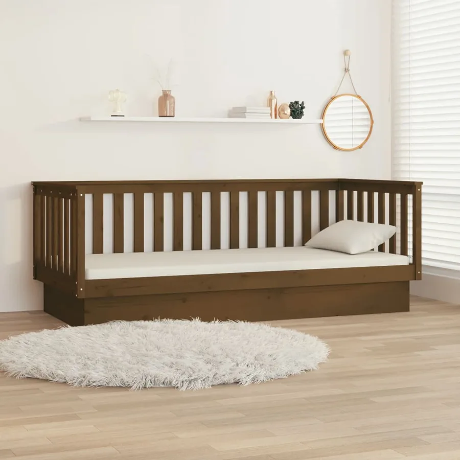 Lit de jour sans matelas marron miel 80x200 cm bois pin massif - 4