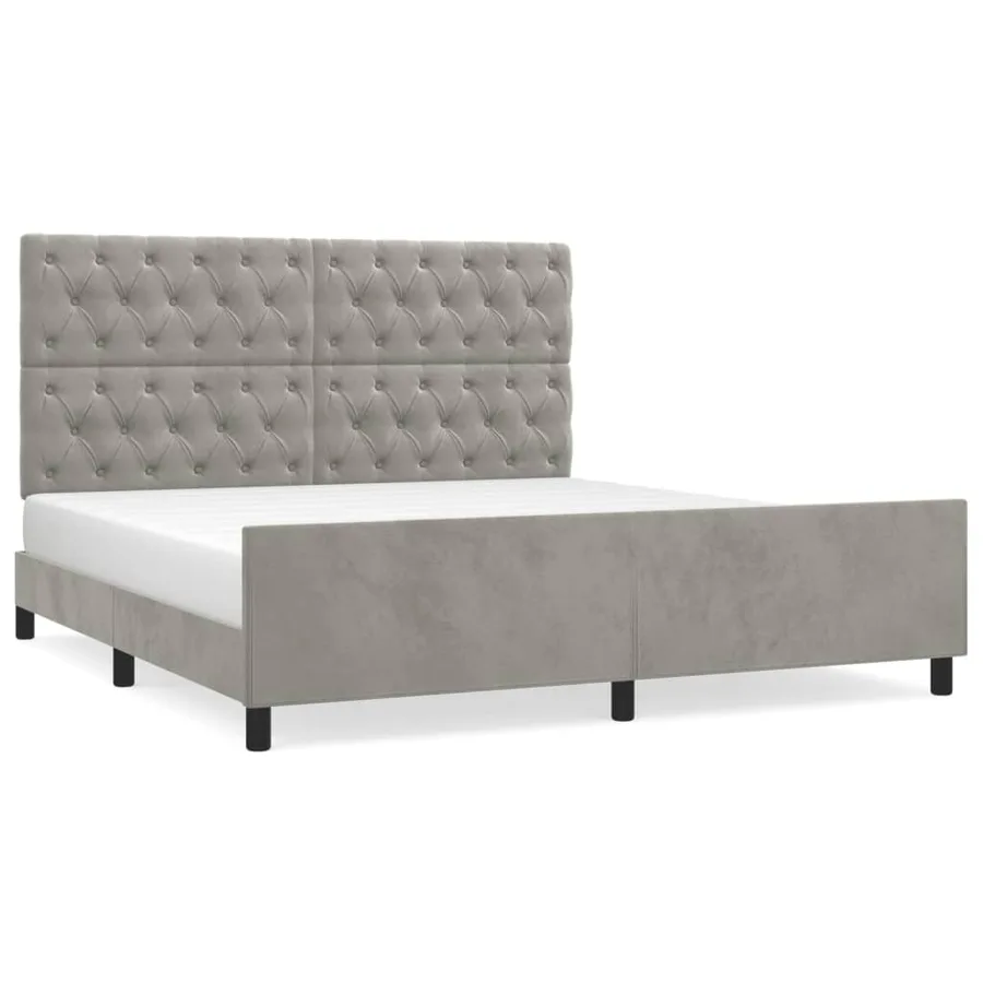 Cadre de lit sans matelas gris clair 160x200 cm velours - 2