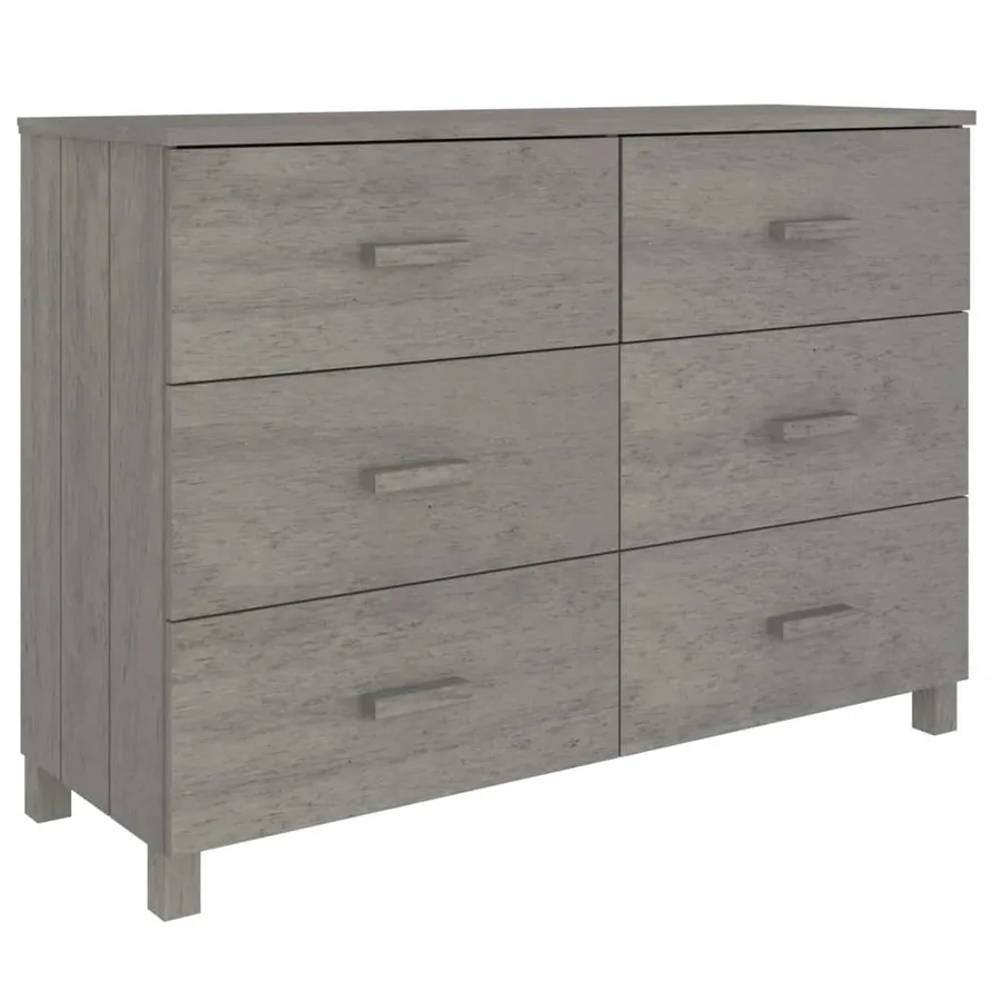 Buffet HAMAR Gris clair 113x40x80 cm Bois massif de pin - 2