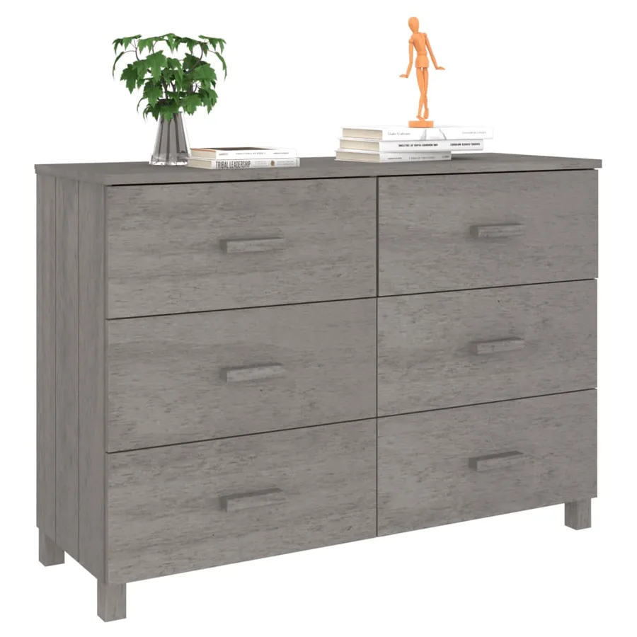 Buffet HAMAR Gris clair 113x40x80 cm Bois massif de pin - 4