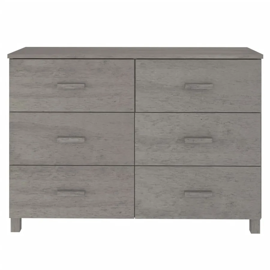 Buffet HAMAR Gris clair 113x40x80 cm Bois massif de pin - 5