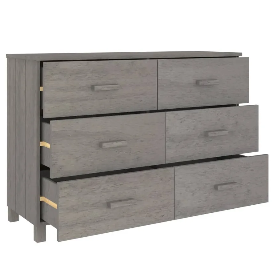 Buffet HAMAR Gris clair 113x40x80 cm Bois massif de pin - 7