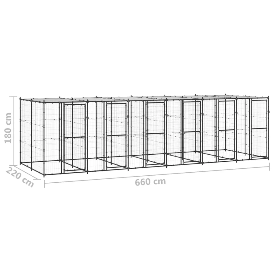 Chenil extérieur Acier avec toit 14,52 m² - 6