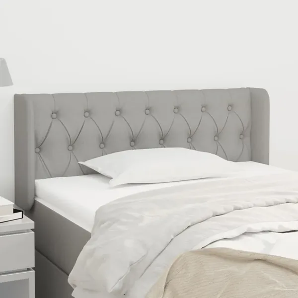 Tête de lit avec oreilles Gris clair 103x16x78/88 cm Tissu