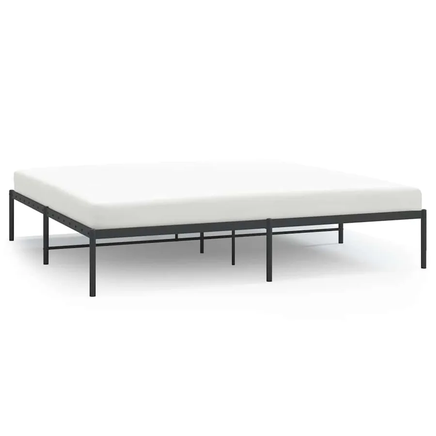 Cadre de lit métal sans matelas noir 200x200 cm - 2