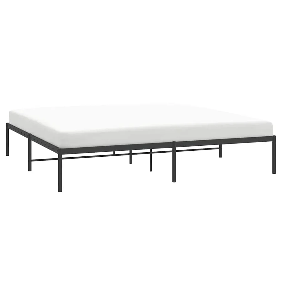 Cadre de lit métal sans matelas noir 200x200 cm - 4