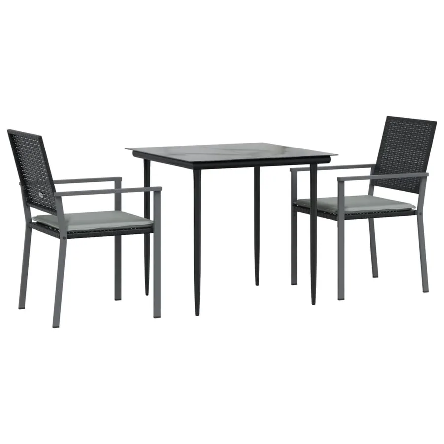 Ensemble à manger de jardin 3 pcs coussins résine tressée acier - 3