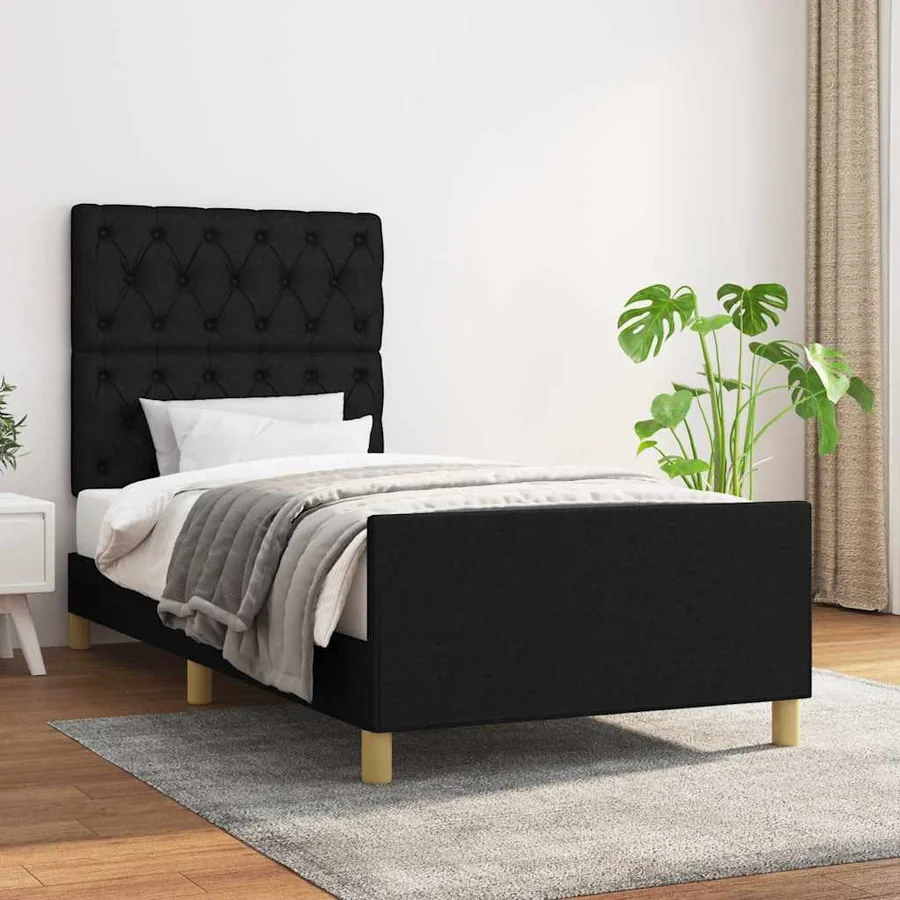Cadre de lit sans matelas noir 80x200 cm tissu