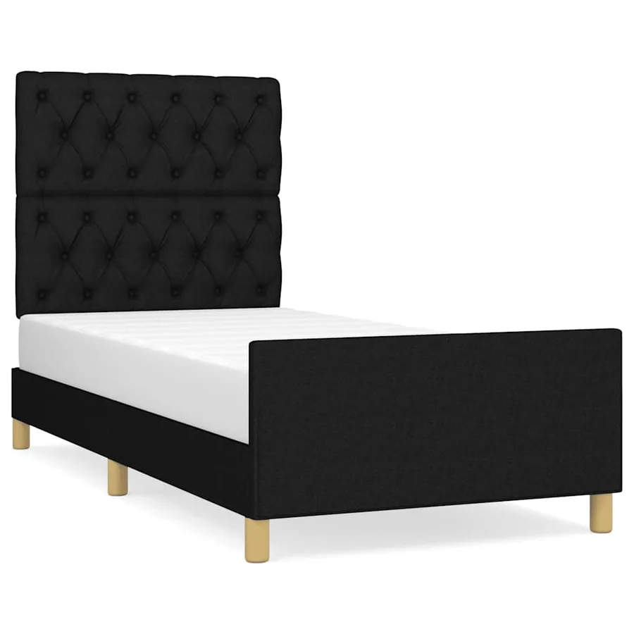 Cadre de lit sans matelas noir 80x200 cm tissu - 2