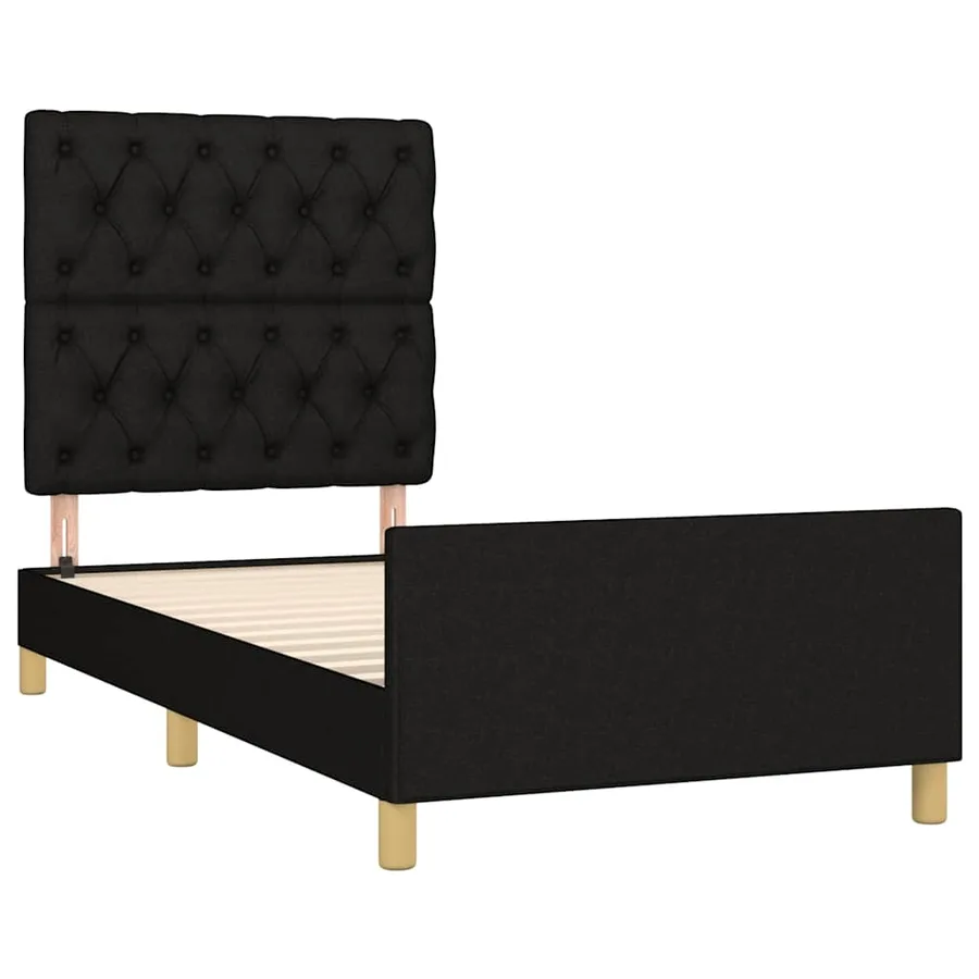 Cadre de lit sans matelas noir 80x200 cm tissu - 4