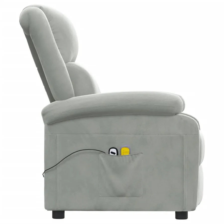 Fauteuil électrique de massage Gris clair velours - 5