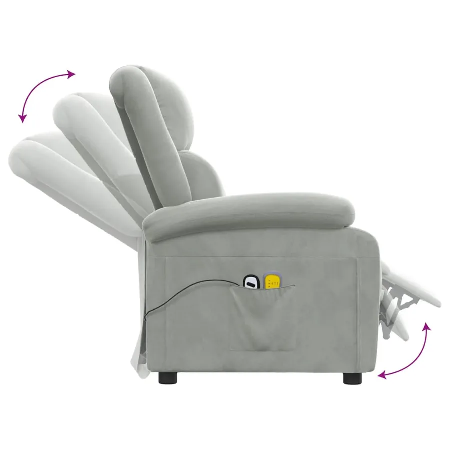 Fauteuil électrique de massage Gris clair velours - 7